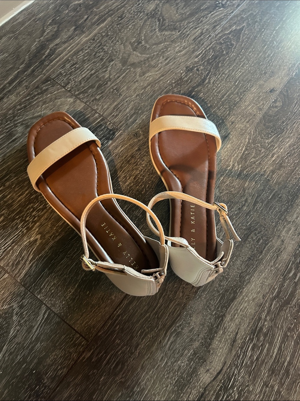 Kelly & Katie Taupe and Brown Two-Tone Ankle Strap Sandals